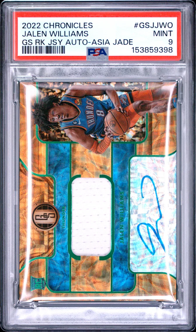 2022 #GSJJWO Jalen Williams PSA 9 Panini Chronicles Gold Standard Rookie Jersey Autographs