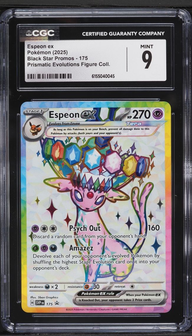 2025 #175 Espeon ex CGC 9 Pokemon Scarlet & Violet Promo Prismatic Evolutions Figure Full Art
