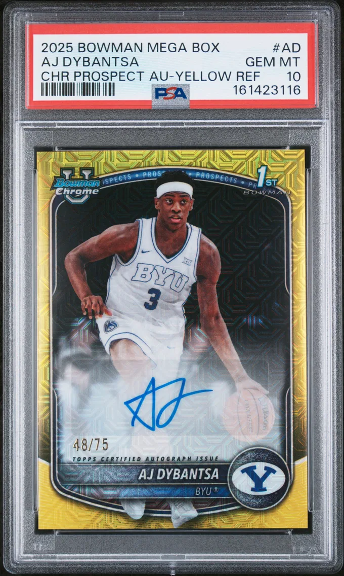 2025 #AD AJ Dybantsa PSA 10 Bowman Mega Box Chrome Prospect Autographs