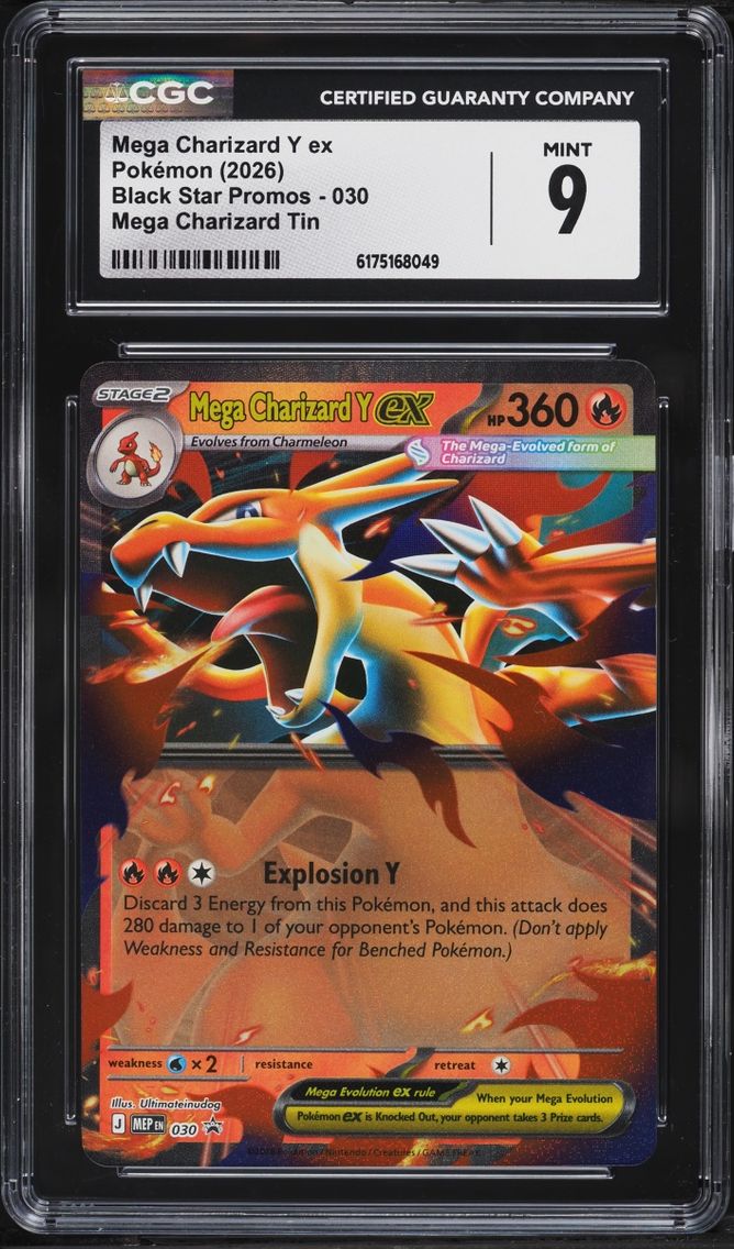 2026 Pokemon Mega Evolution Black Star Promo Tin Mega Charizard Y ex #30 CGC 9 MINT