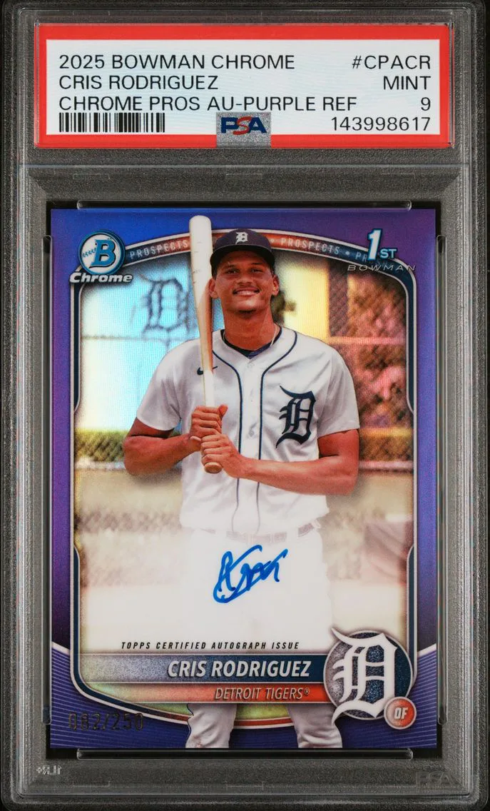 2025 #CPACR Cris Rodriguez PSA 9 Bowman Chrome Prospect Autographs