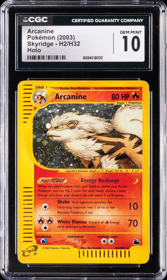 2003 #H2 Arcanine-Holo CGC 10 Skyridge Pokemon
