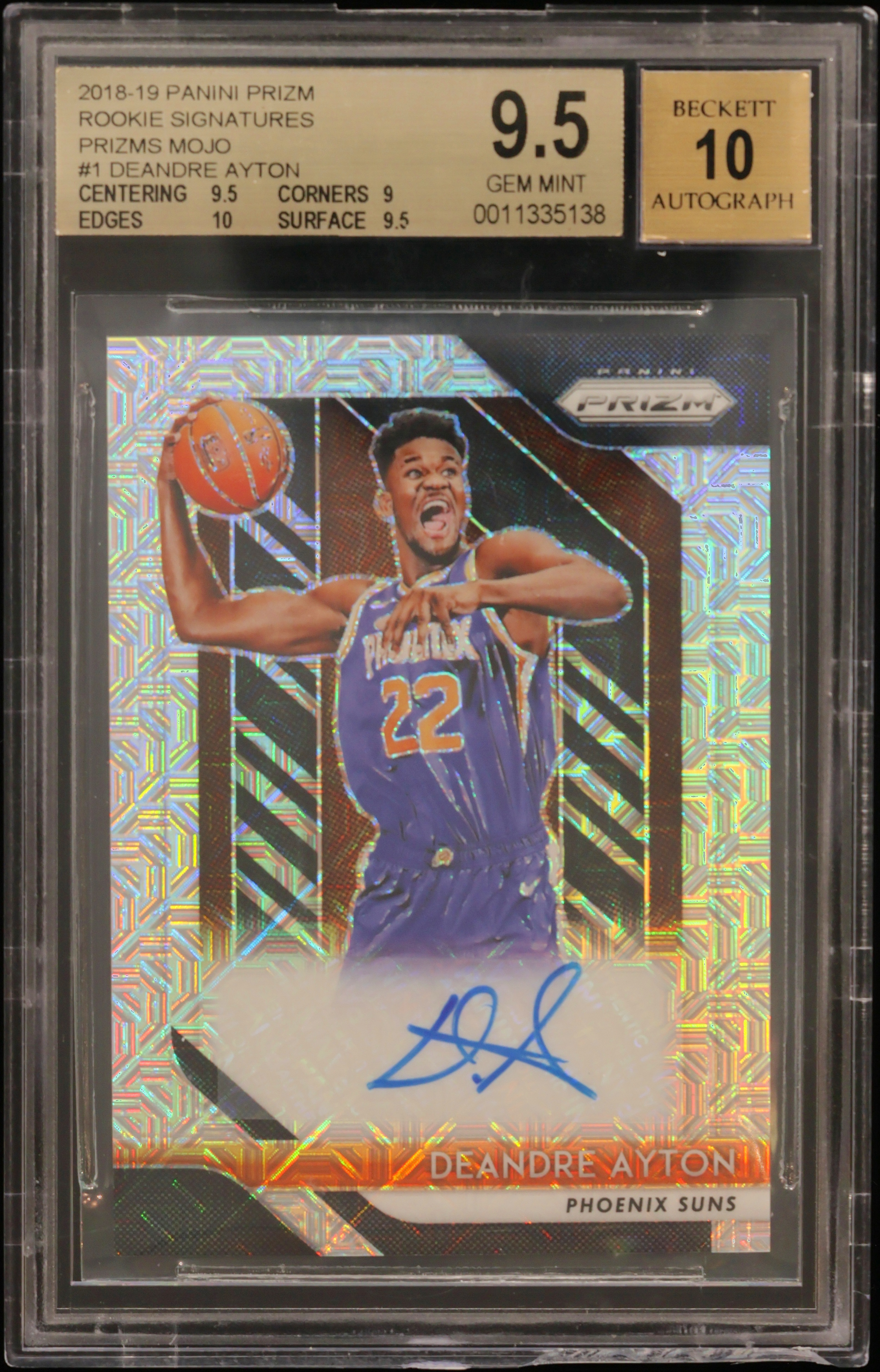 2018 #1 Deandre Ayton BGS 9.5 Panini Prizm Rookie Signatures Prizms Mojo