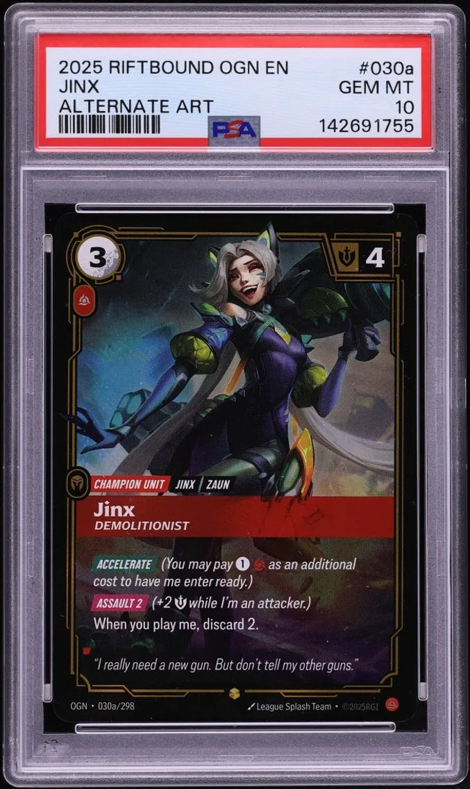 2025 Jinx #030a PSA 10 Riftbound League Of Legends Origins Alternate Art