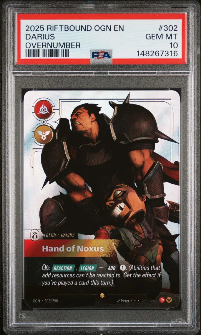 2025 #302 Darius - Hand of Noxus PSA 10 Riftbound: League of Legends Ogn-Origins