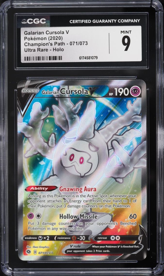 2020 Pokemon Sword & Shield Champion's Path Full Art Galarian Cursola V #071 CGC 9 MINT