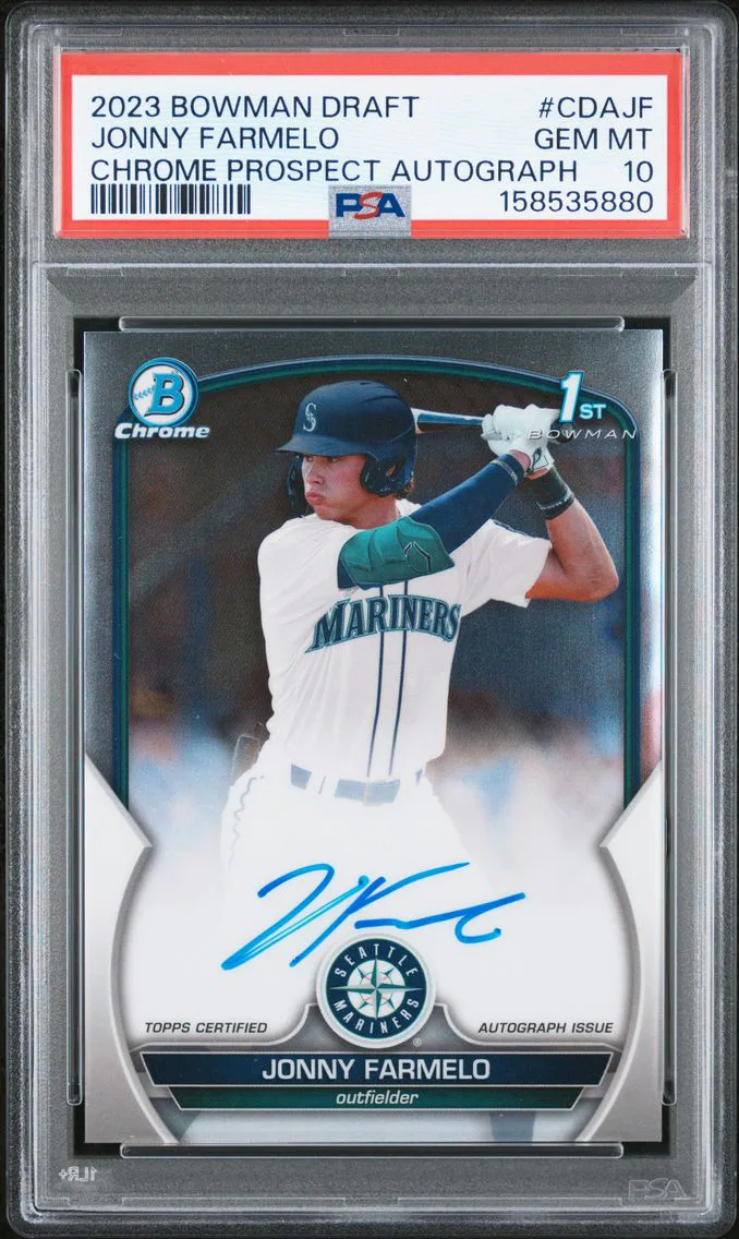 2023 #CDAJF JONNY FARMELO PSA 10 Bowman Draft Chrome Prospect Autograph