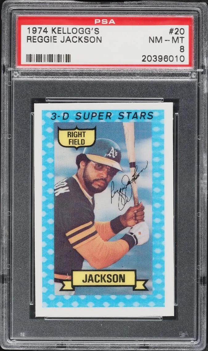1974 #20 Reggie Jackson PSA 8 Kellogg's