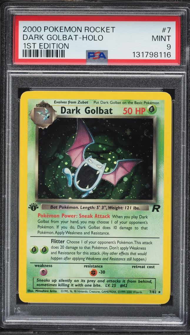 2000 #7 Team Rocket 1st Edition Holo Dark Golbat MINT PSA 9 Pokemon