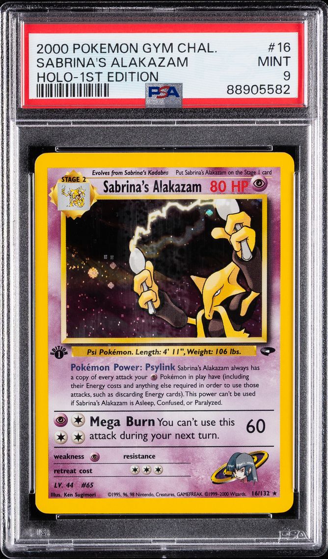 2000 #16 Sabrina's Alakazam Holo-1st Edition PSA 9 Gym Challenge Pokemon