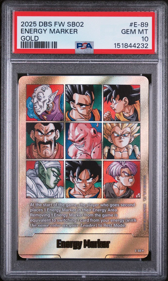 2025 #E-89 Energy Marker PSA 10 Dragon Ball Super Card Game Fusion World Manga Booster 02