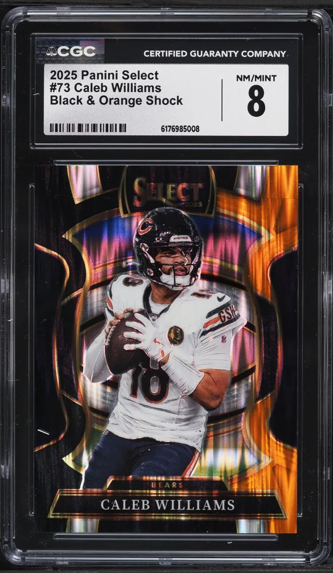 2025 Select Concourse Black & Orange Shock Caleb Williams #73 CGC 8 NM-MT