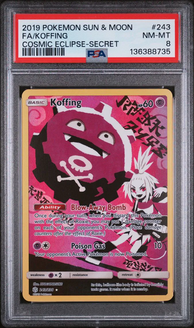 2019 #243 Full Art/Koffing PSA 8 Sun & Moon Cosmic Eclipse