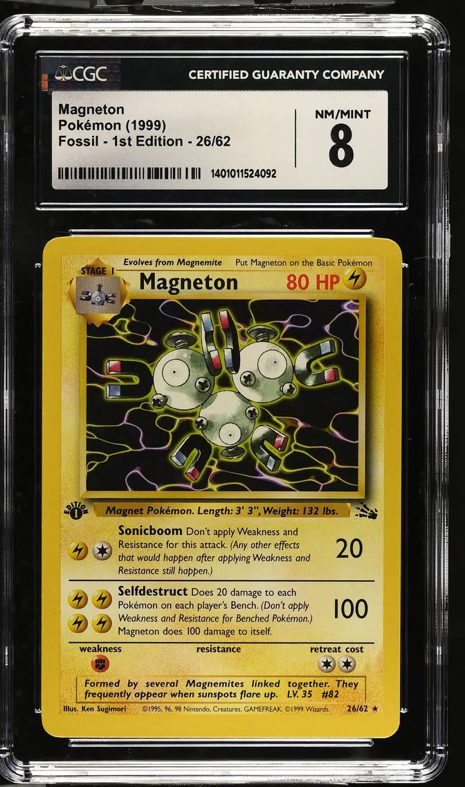 1999 #26 Magneton CGC 8 Fossil - 1st Edition - English