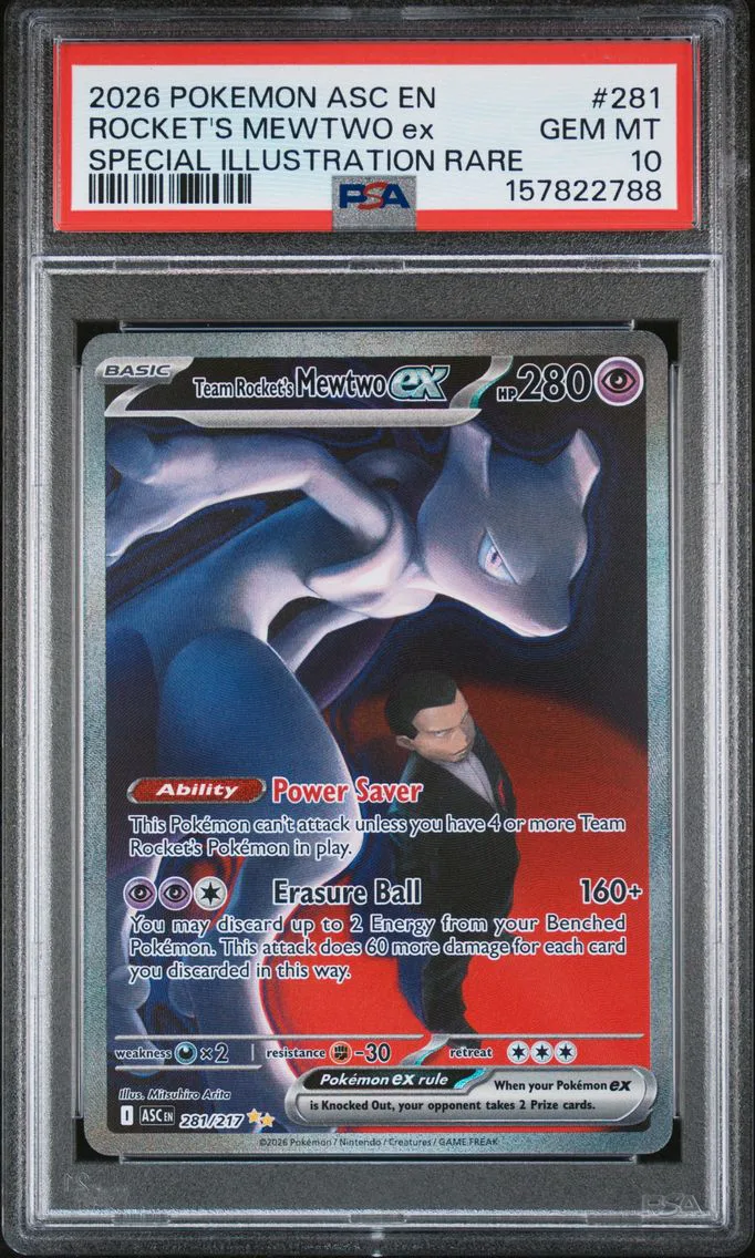 2026 #281 Team Rocket's Mewtwo EX PSA 10 Asc EN-Ascended Heroes