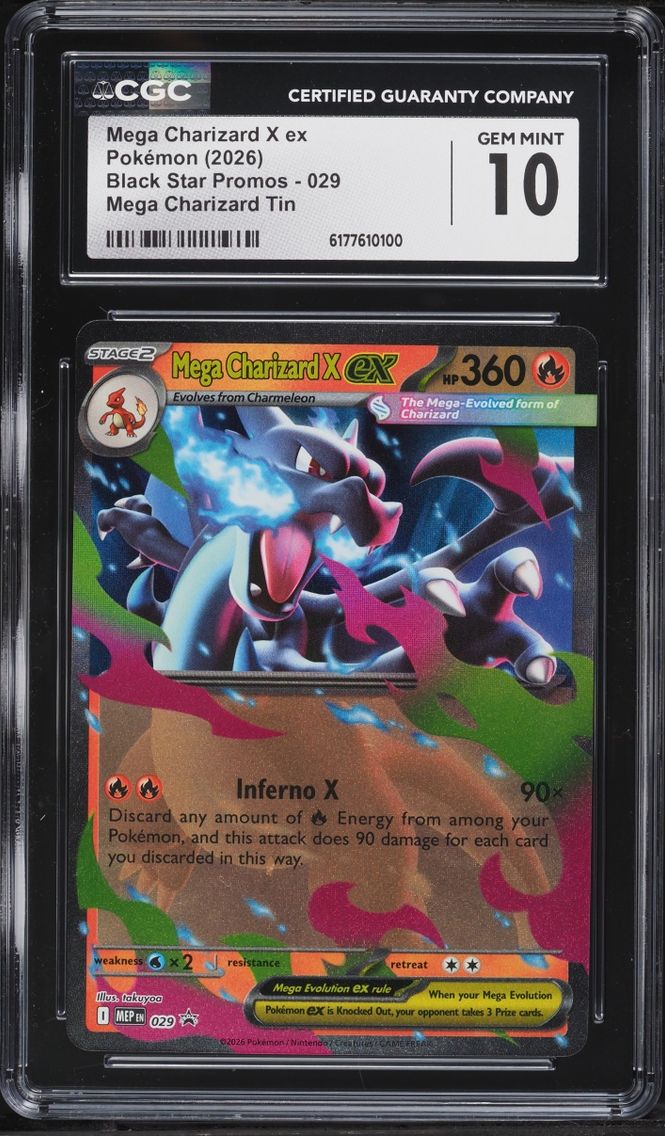 2026 Pokemon Mega Evolution Promo Tin Mega Charizard X EX #29 CGC 10 GEM MINT
