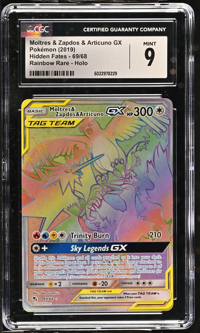 2019 #69 Moltres &amp; Zapdos &amp; Articuno GX CGC 9 Hidden Fates - English