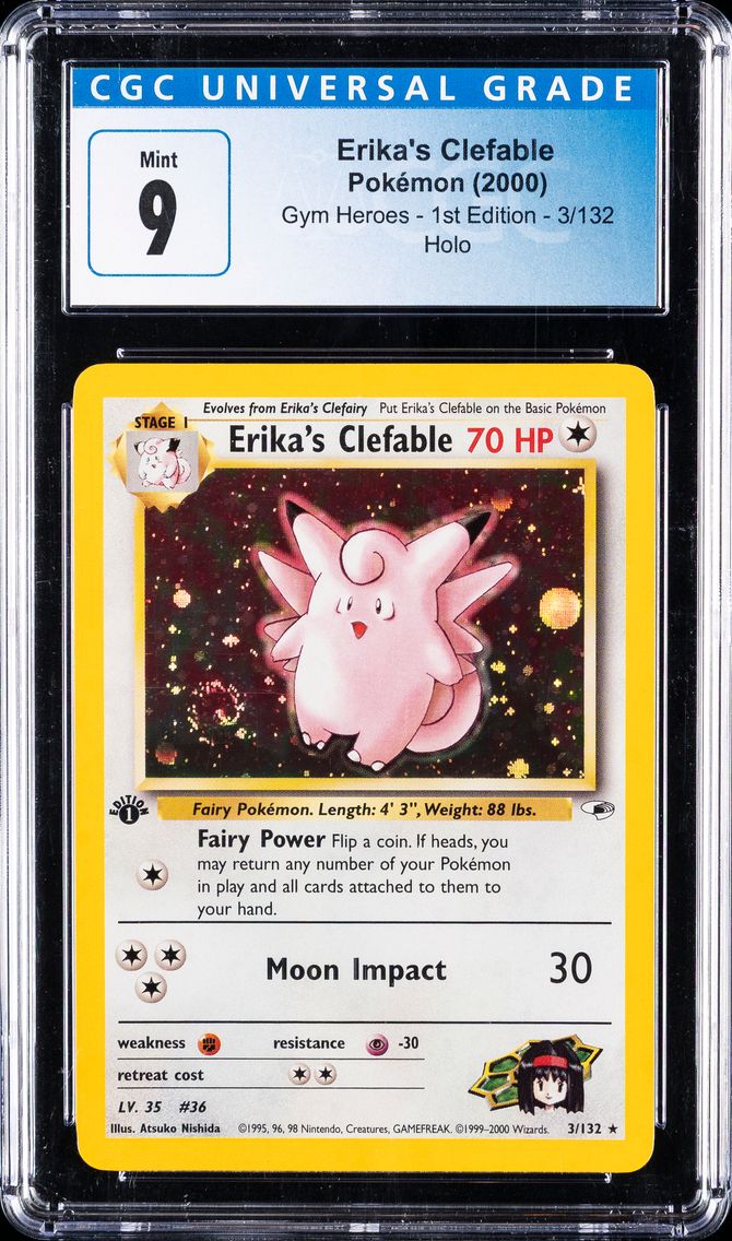 2000 #3 Erika's Clefable Holo-1st Edition CGC 9 Gym Heroes Pokemon