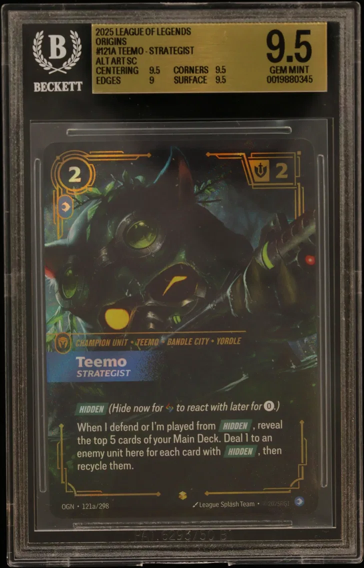 2025 #121a Teemo - Strategist ALT ART SC BGS 9.5 Riftbound: League of Legends TCG Origins