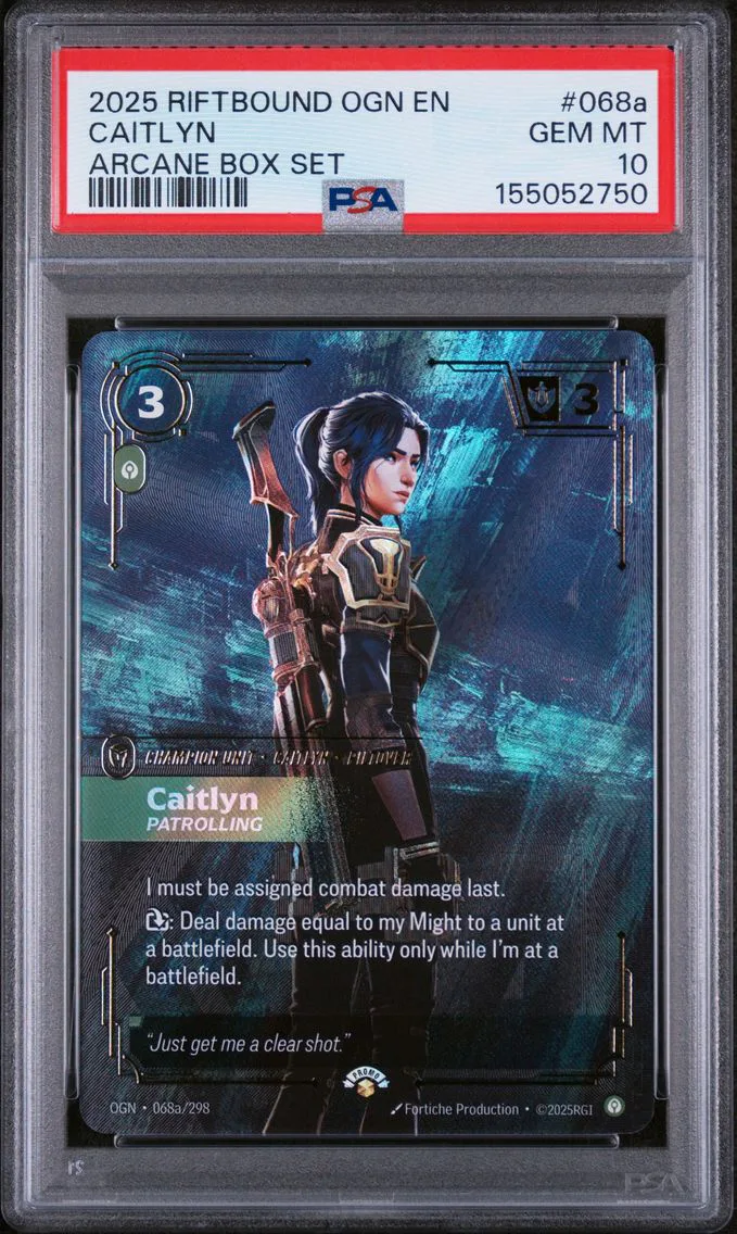 2025 #068a Caitlyn - Patrolling PSA 10 Riftbound: League of Legends Ogn-Origins