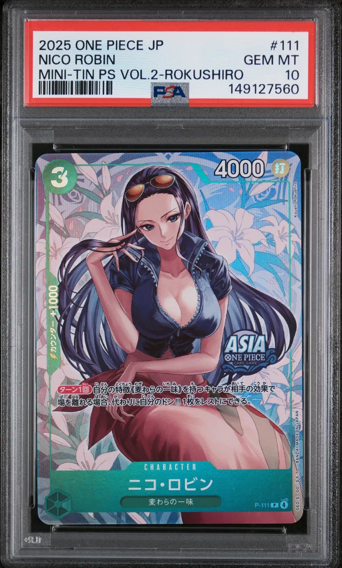 2025 #111 Nico Robin PSA 10 One Piece Japanese Mini-Tin Pack Set Vol.2
