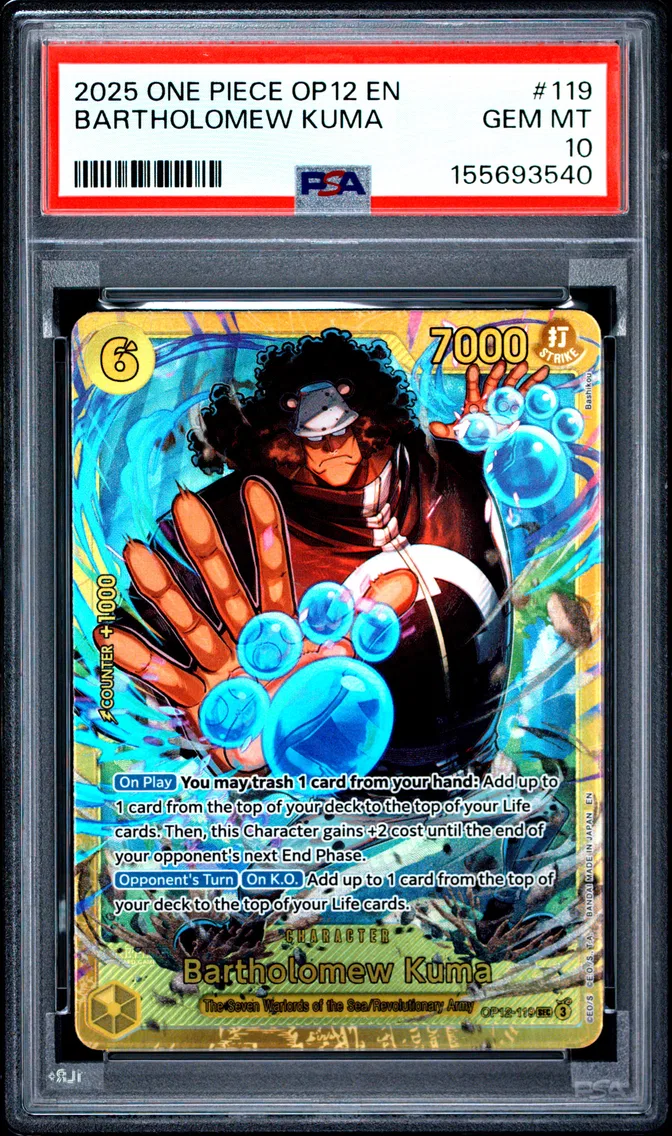 2025 #119 Bartholomew Kuma PSA 10 One Piece OP12-Legacy of the Master