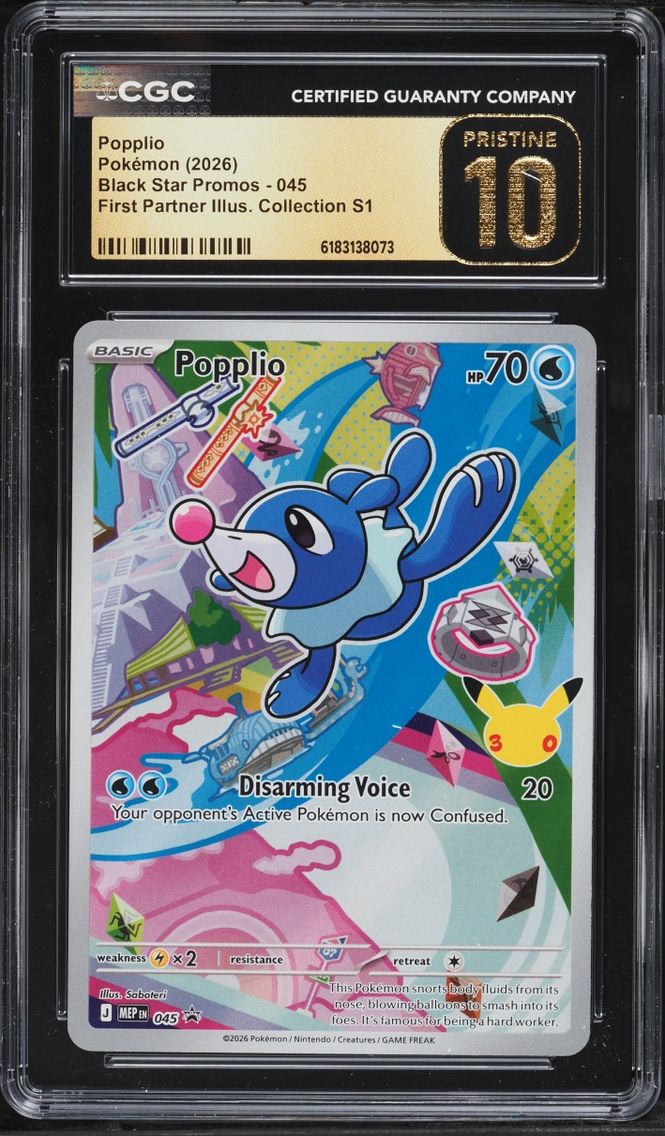 2026 #45 Popplio CGC 10 Pokemon Mega Promo First Partner Illustration Full Art