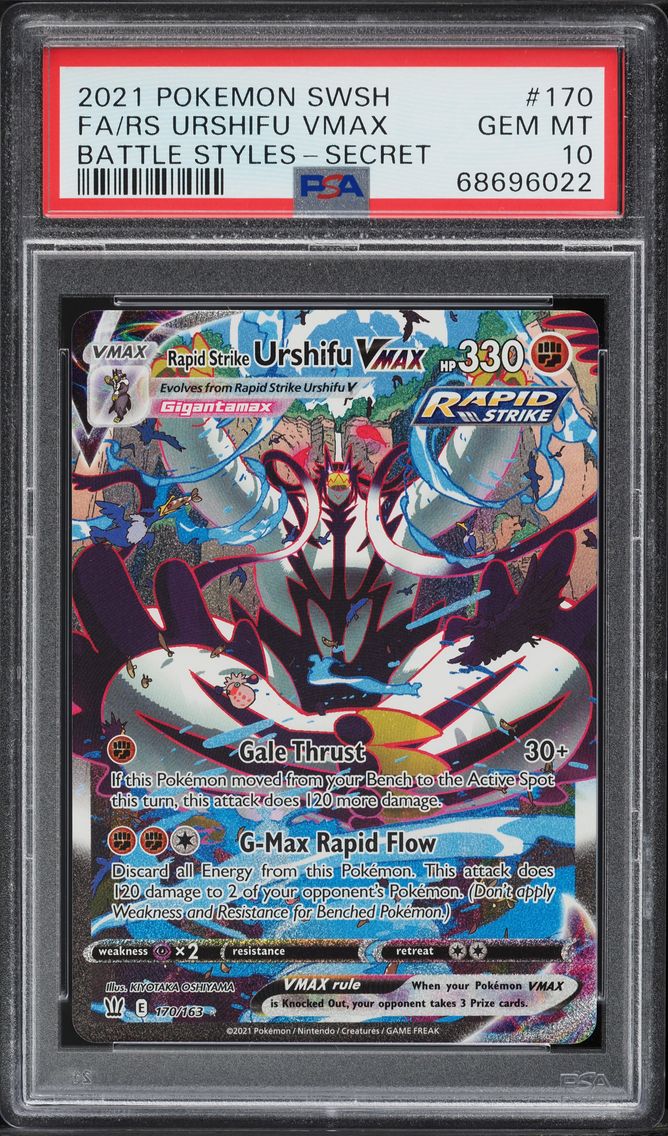 2021 #170 RAPID STRIKE URSHIFU VMAX PSA 10 POKEMON SWSH BATTLE STYLES