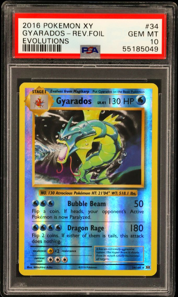2016 #34 Gyarados-Reverse Foil PSA 10 XY Evolutions