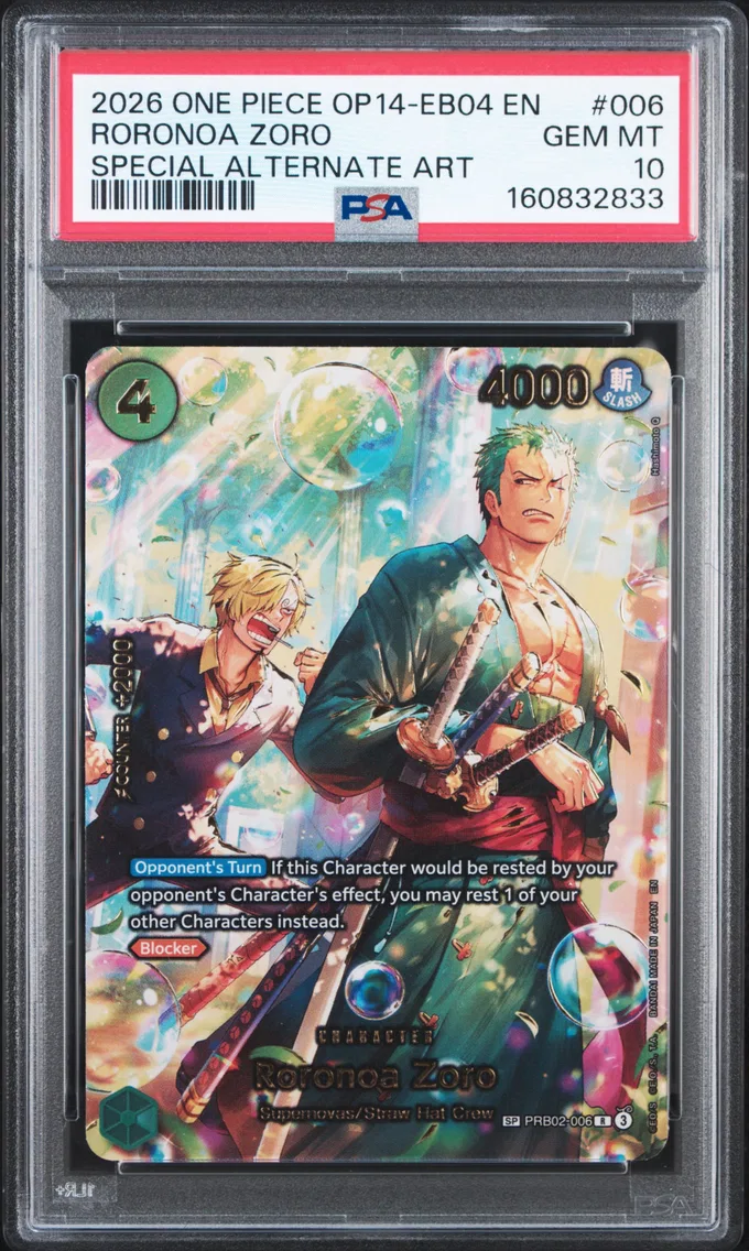 2026 #006 Roronoa Zoro PSA 10 One Piece OP14-EB04-the Azure Sea's Seven