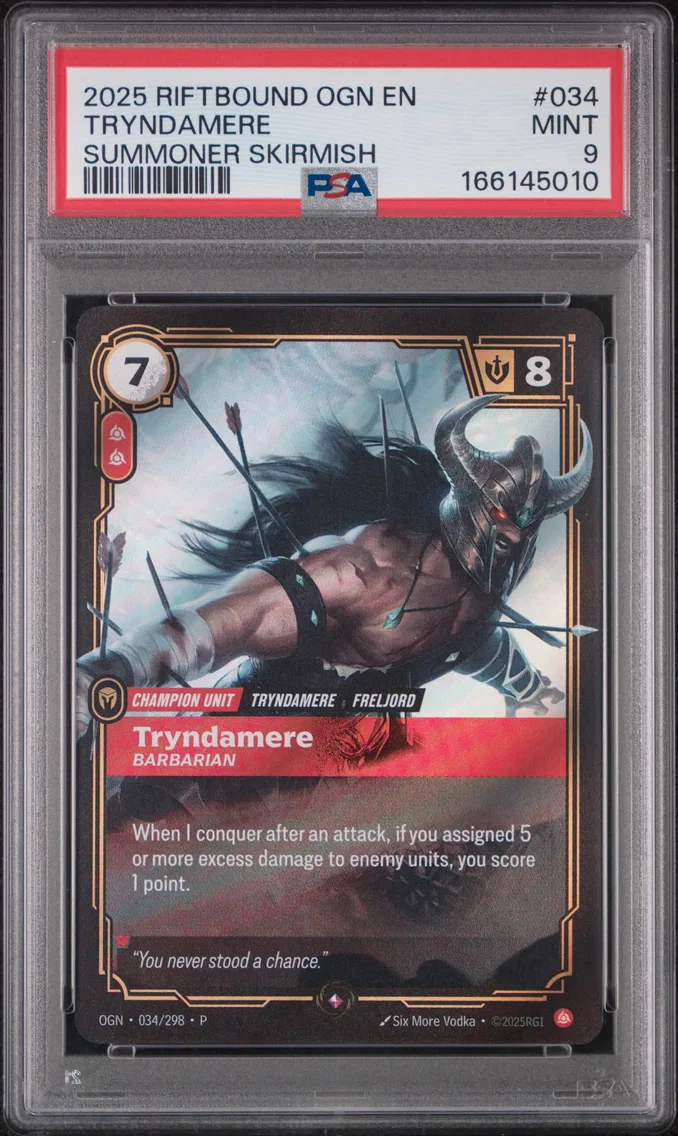 2025 #034 Tryndamere - Barbarian PSA 9 Riftbound: League of Legends Ogn-Origins