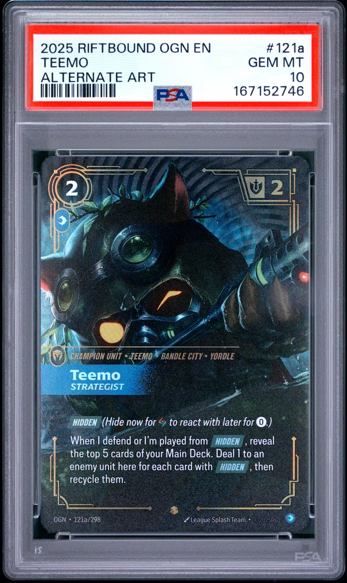 2025 #121a Teemo - Strategist PSA 10 Riftbound: League of Legends Ogn-Origins