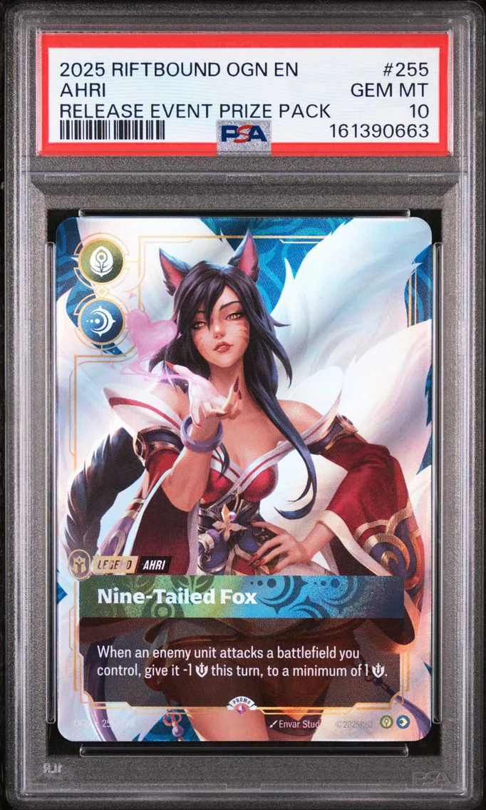 2025 #255 Ahri - Nine-Tailed Fox PSA 10 Riftbound: League of Legends Ogn-Origins