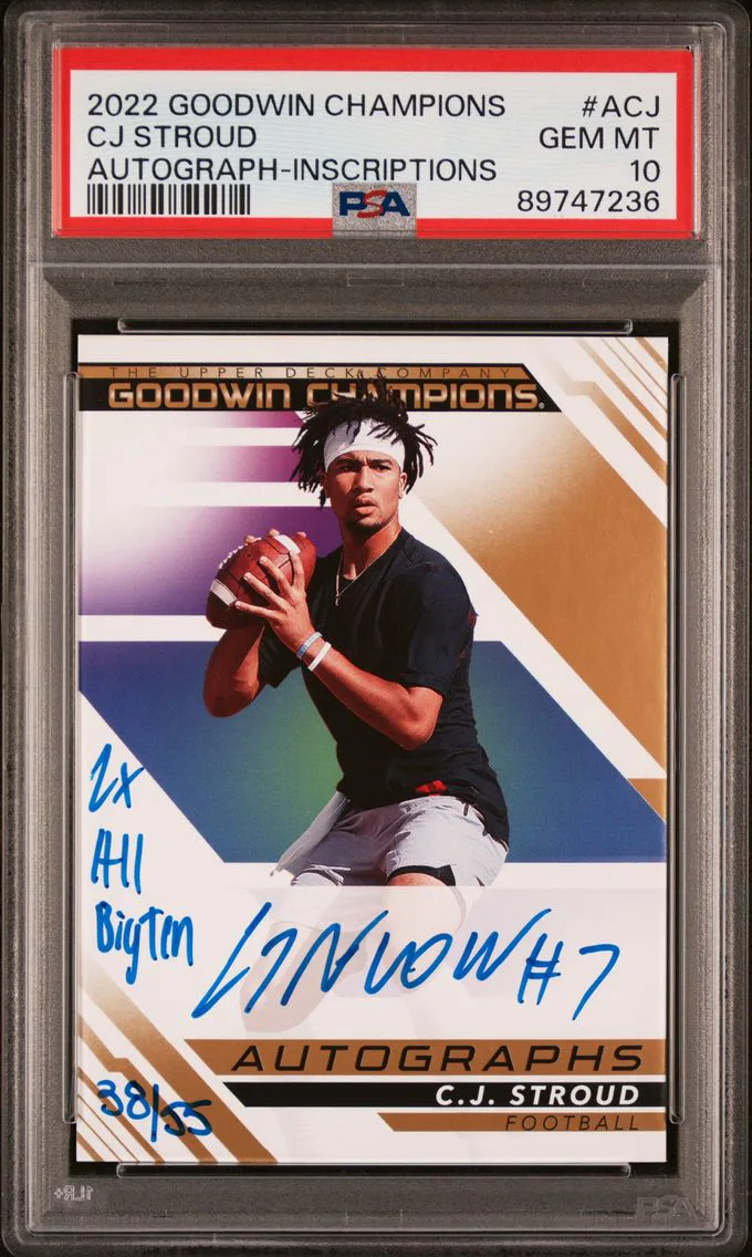 2022 #ACJ CJ Stroud PSA 10 Upper Deck Goodwin Champions Autographs