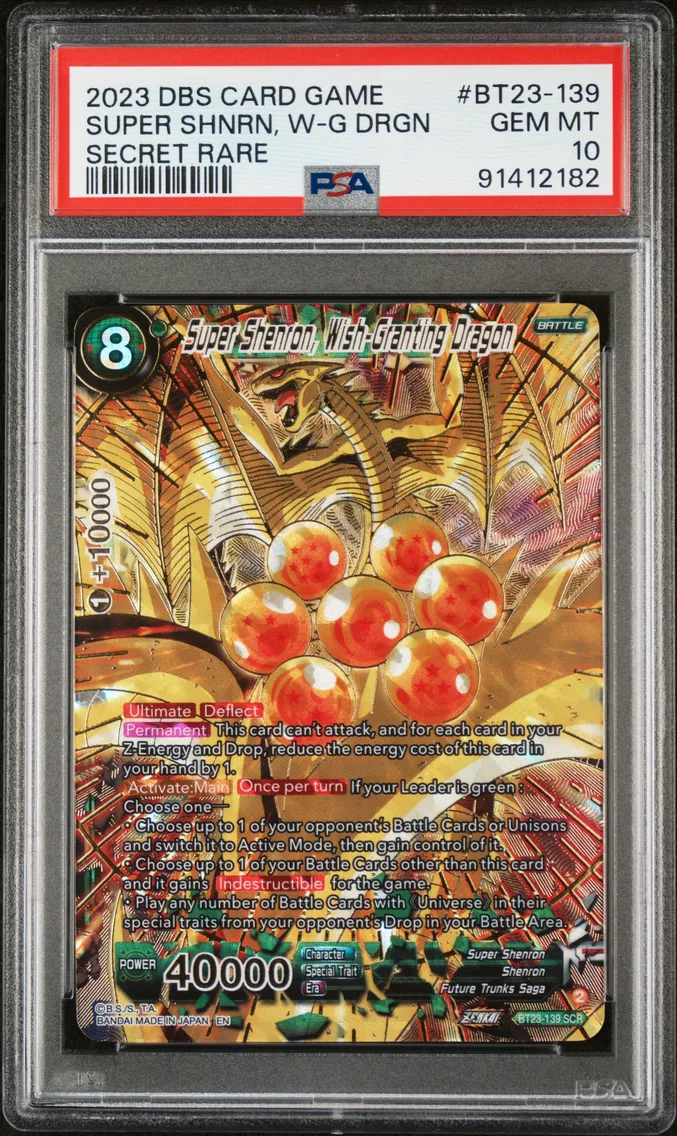 2023 #BT23-139 Super Shenron, Wish-Granting Dragon PSA 10 Dragon Ball Super Card Game Series 23 Perfect Combination