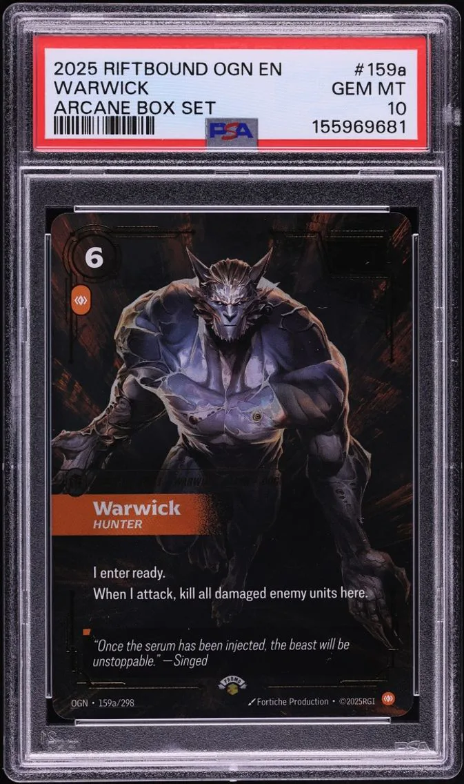 2025 #159a Riftbound: League Of Legends Ogn-Origins Arcane Box Set Warwick GEM MINT PSA 10