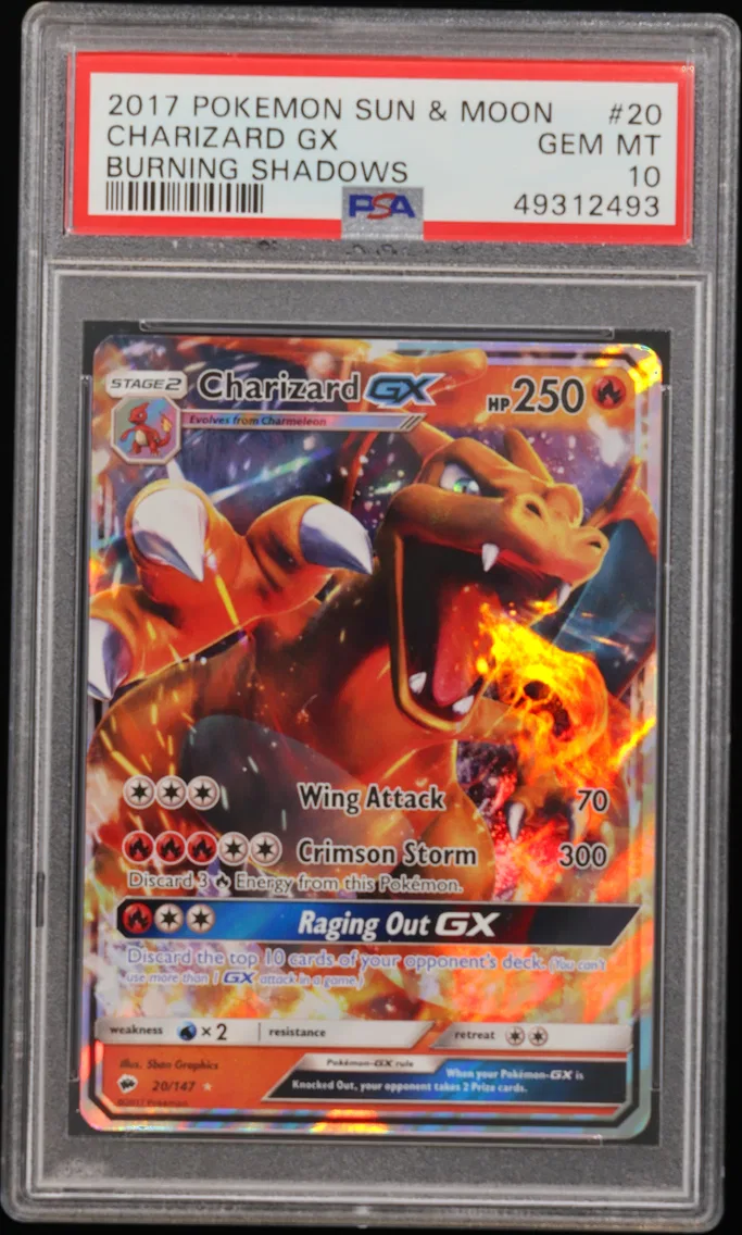 2017 #20 Charizard GX PSA 10 Sun & Moon Burning Shadows