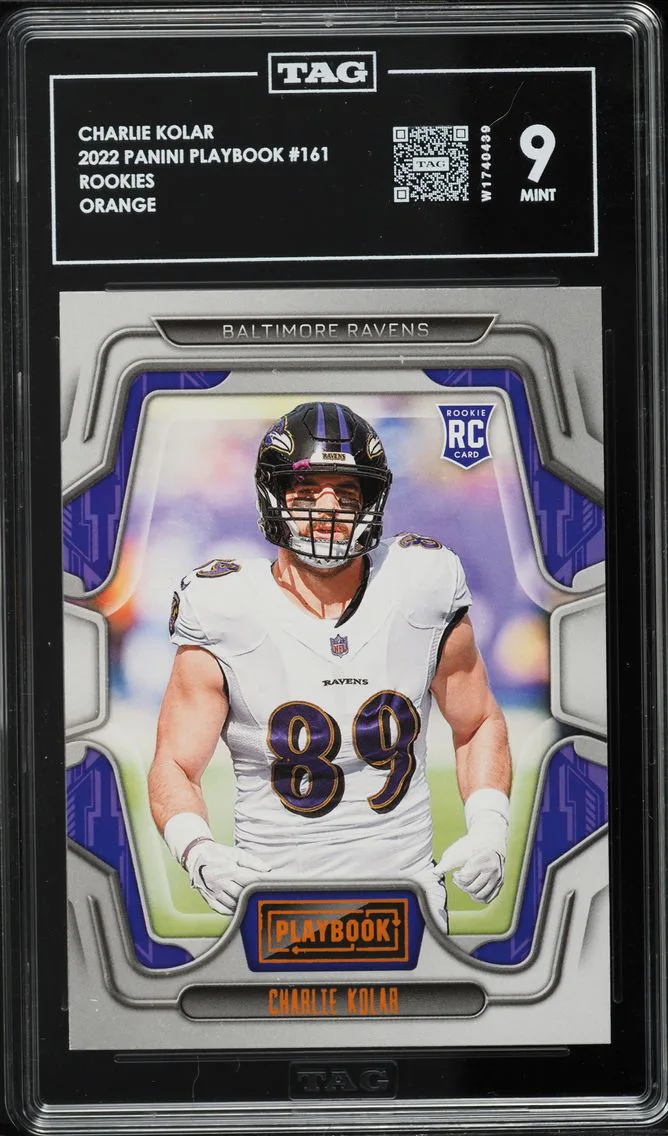 2022 PANINI PLAYBOOK ORANGE CHARLIE KOLAR ROOKIE #161 TAG 9
