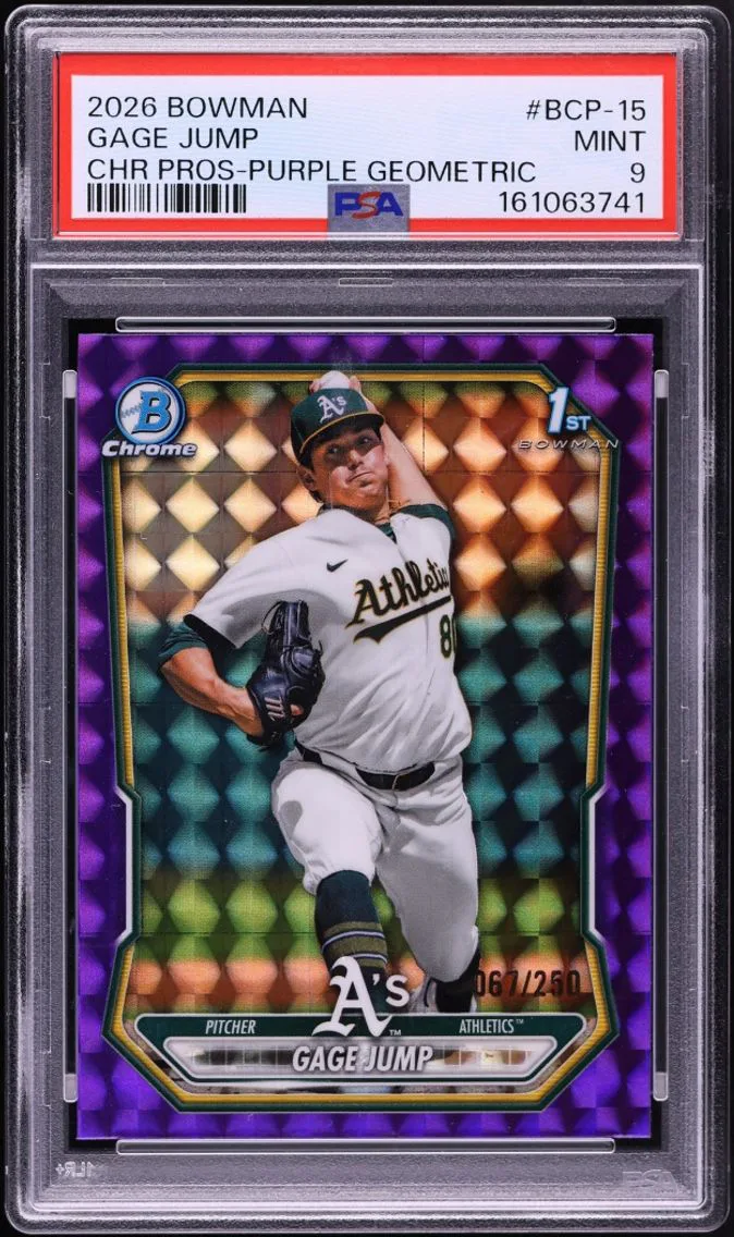 2026 Bowman Chrome Purple Geometric Gage Jump PROSPECT /250 #BCP-15 PSA 9 MINT