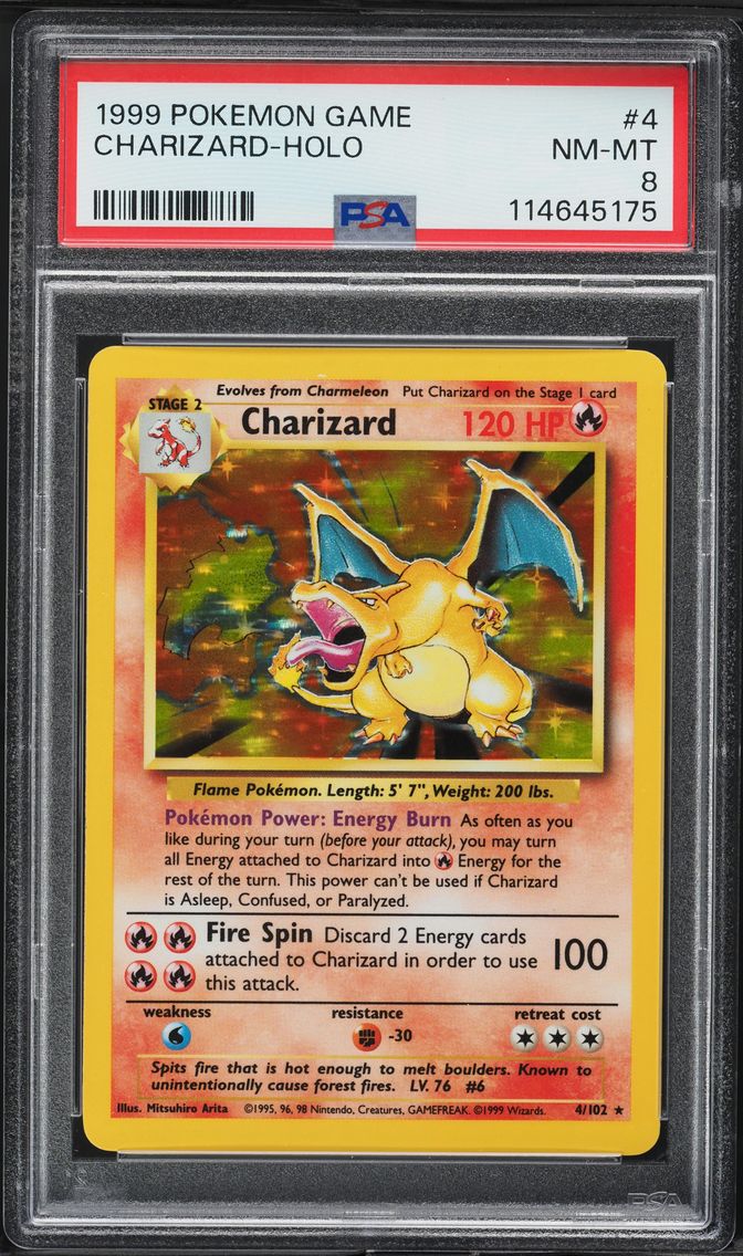 1999 #4 Charizard-Holo PSA 8 Game Pokemon