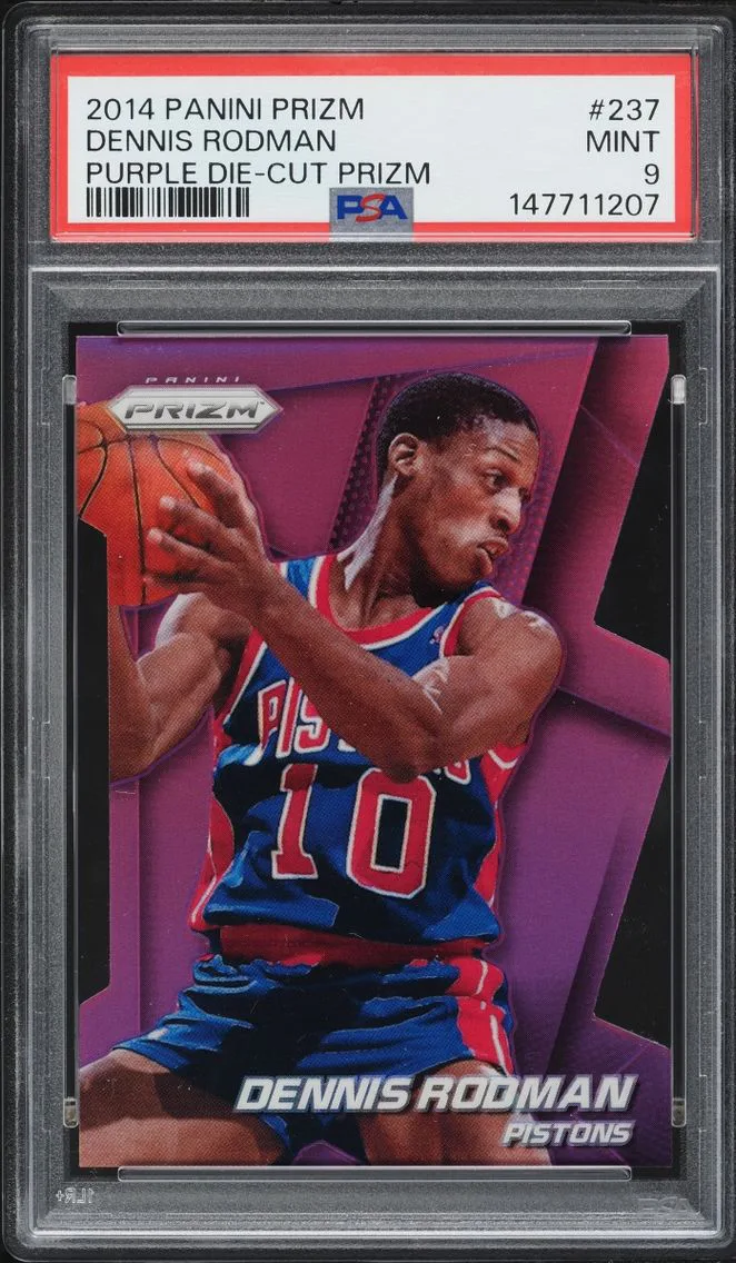 2014 Panini Prizm Purple Die-Cut Dennis Rodman /139 #237 PSA 9 MINT