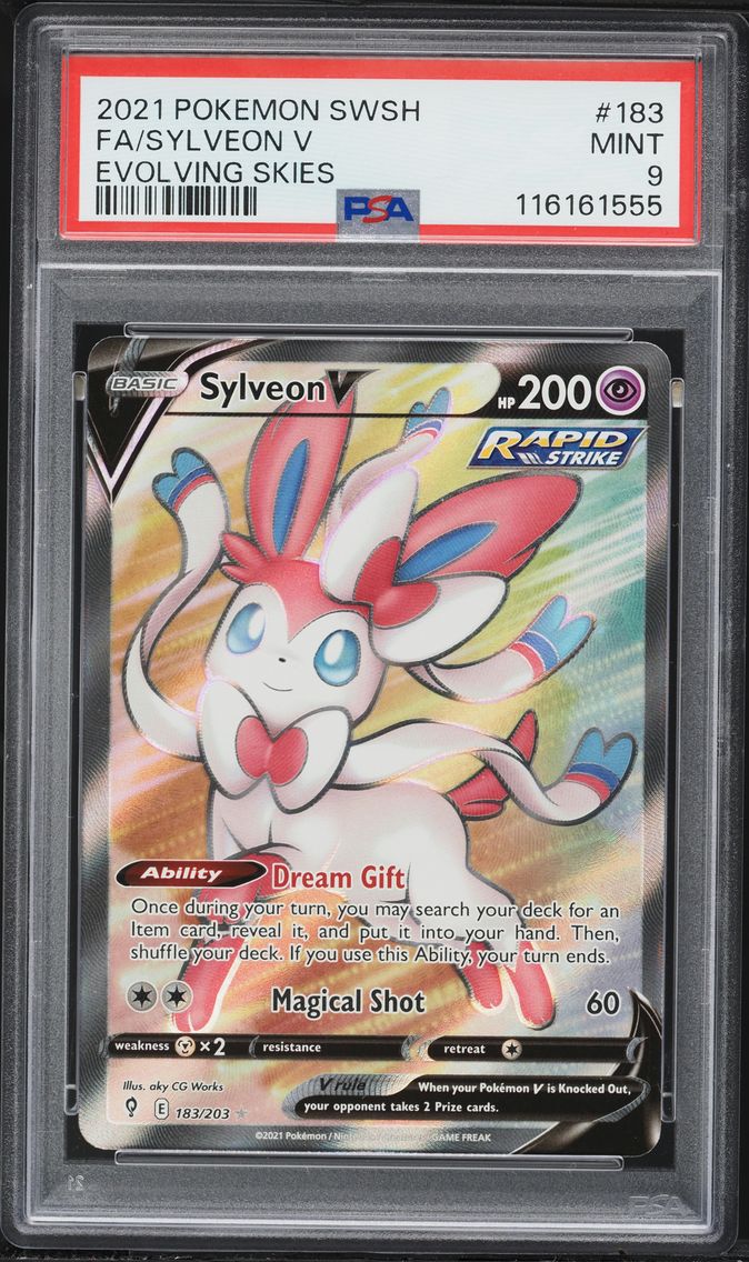2021 #183 Full Art/Sylveon V PSA 9 Sword & Shield Evolving Skies Pokemon