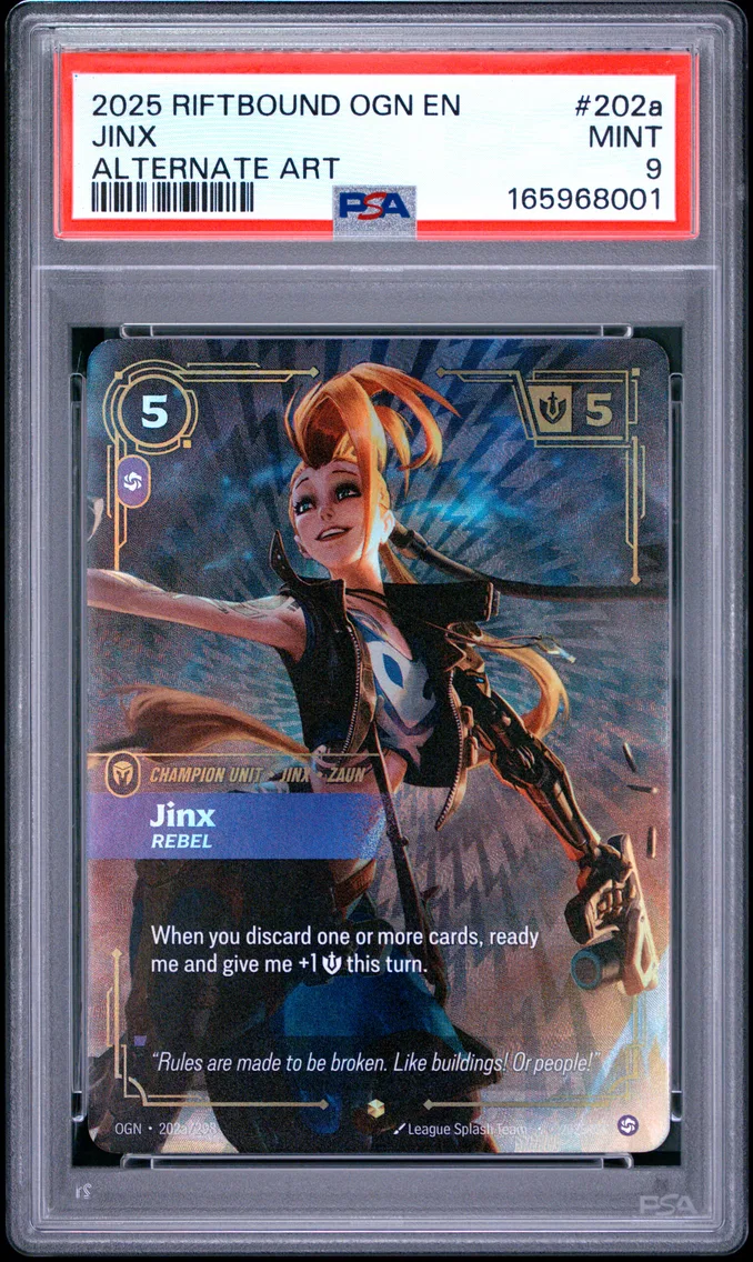 2025 #202a Jinx - Rebel PSA 9 Riftbound: League of Legends Ogn-Origins