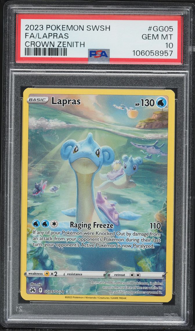 2023 #GG05 Full Art/Lapras PSA 10 Sword and Shield Crown Zenith Pokemon