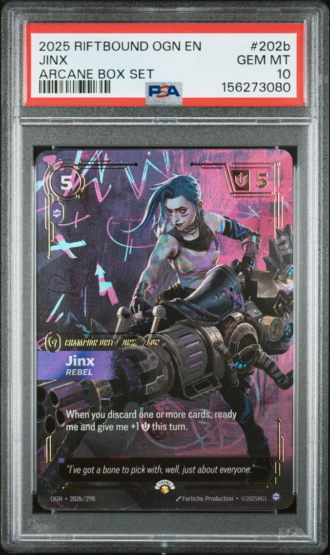 2025 #202b Jinx - Rebel PSA 10 Riftbound: League of Legends Ogn-Origins