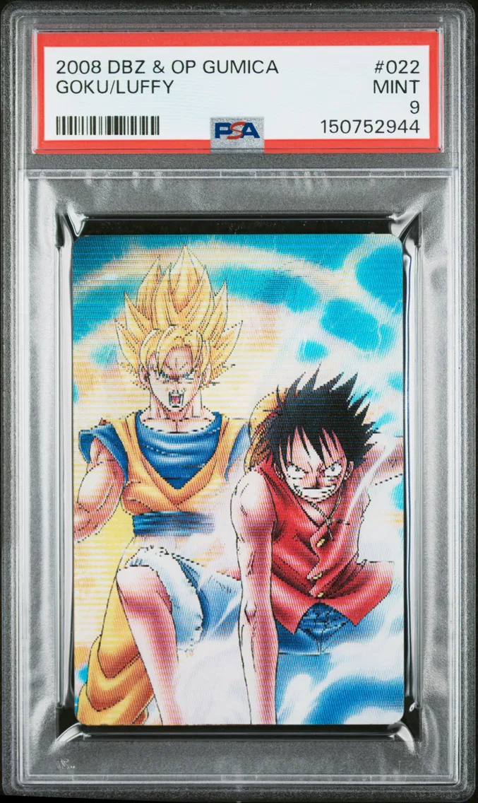2008 #022 Monkey D. Luffy/Son Goku PSA 9 Dragon Ball Z & One Piece Gumica