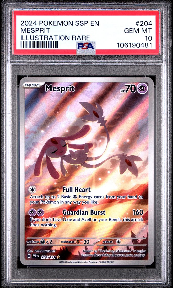 2024 #204 Mesprit PSA 10 Ssp EN-Surging Sparks Pokemon
