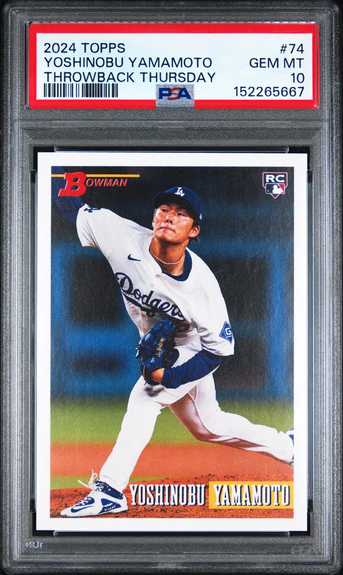 2024 #74 Yoshinobu Yamamoto PSA 10 Topps Throwback Thursday