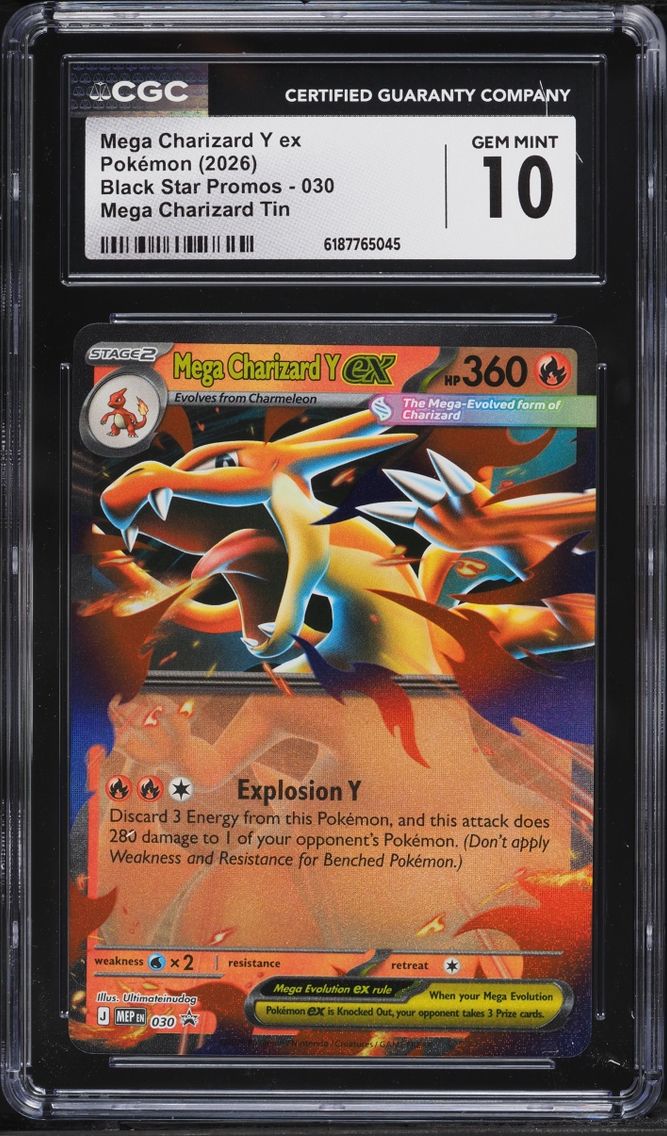 2026 #30 Mega Charizard Y Ex CGC 10 Pokemon Mega Evolution Black Star Promo Tin