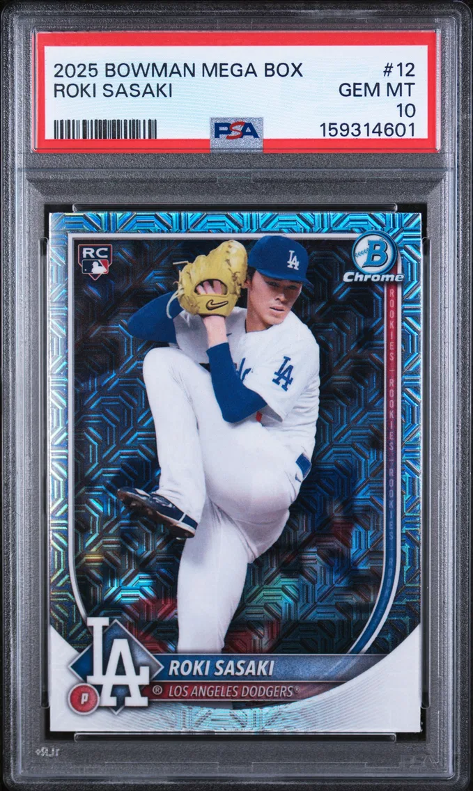 2025 #12 Roki Sasaki PSA 10 Bowman Mega Box Chrome